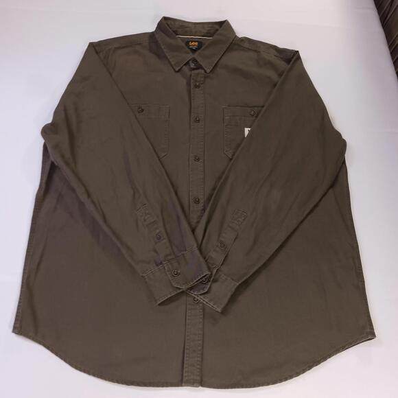 Lee Regular Fit RN#64866 Men's Green Cotton Long Sleeve Button Up Shirt Size 2XL - Picture 1 of 16